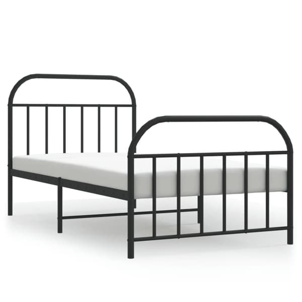 vidaXL Sengeramme i metall med hode- og fotgavl svart 107x203 cm
