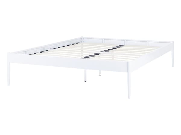 Seng Hvit Metall 140 x 200 cm Uten sengegavl Lameller av kryssfiner Industriell Minimalistisk