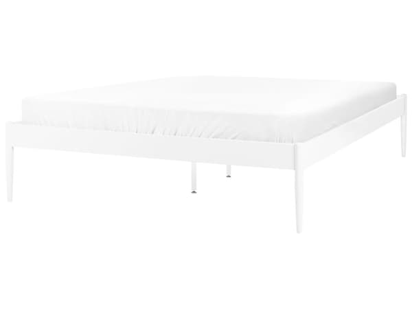 Seng Hvit Metall 140 x 200 cm Uten sengegavl Lameller av kryssfiner Industriell Minimalistisk