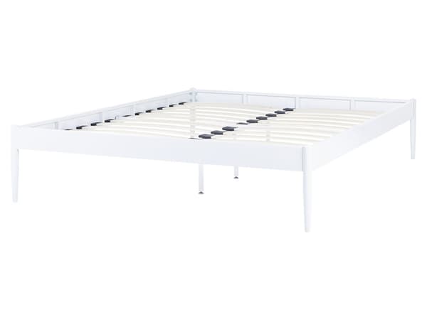 Seng Hvit Metall 160 x 200 cm Uten sengegavl Lameller av kryssfiner Industriell Minimalistisk