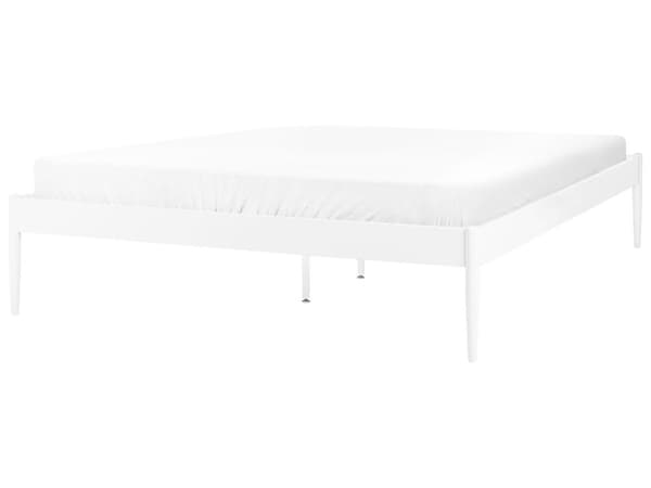 Seng Hvit Metall 160 x 200 cm Uten sengegavl Lameller av kryssfiner Industriell Minimalistisk