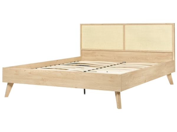 Seng Lyst tre Rotting 160 x 200 cm Sengeramme med lameller Moderne Boho Dobbeltseng Soverom