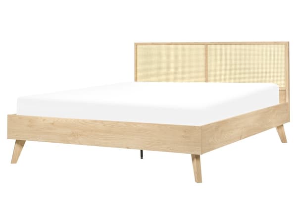 Seng Lyst tre Rotting 160 x 200 cm Sengeramme med lameller Moderne Boho Dobbeltseng Soverom