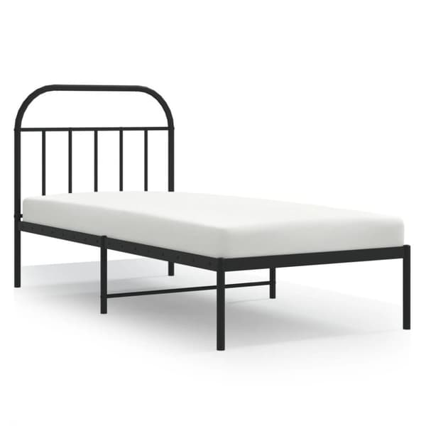 vidaXL Metallinen sängynrunko päädyllä musta 90x200 cm