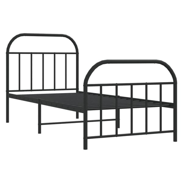 vidaXL Sengeramme i metall med hode- og fotgavl svart 90x200 cm