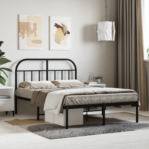 vidaXL sengeramme med sengegavl 120x200 cm metal sort