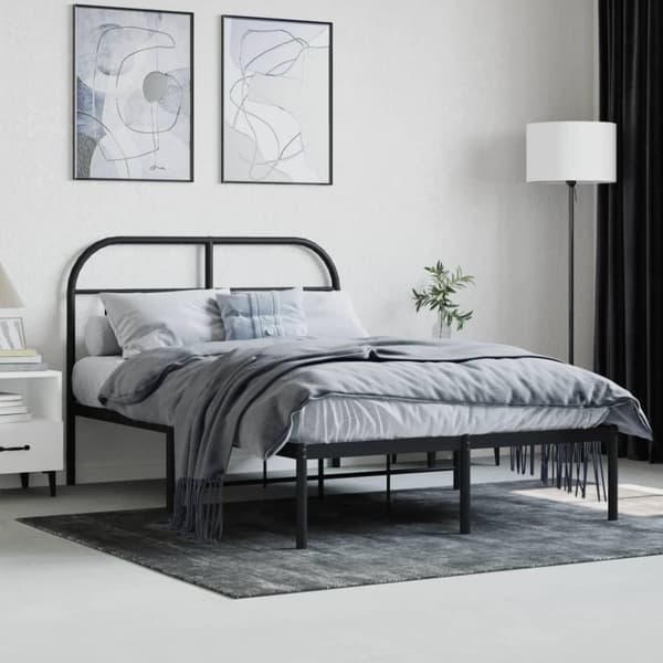 vidaXL sengeramme med sengegavl 120x200 cm metal sort