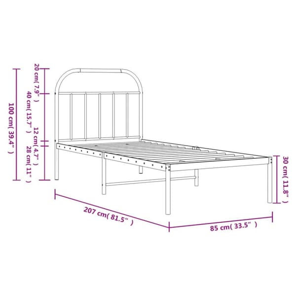 vidaXL Sengeramme i metall med hodegavl svart 80x200 cm