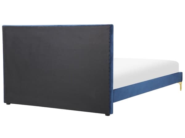 Sengeramme Marineblå Fløyel 140 x 200 cm Gullben Sengegavl Glamorøs Dobbeltseng Soverom