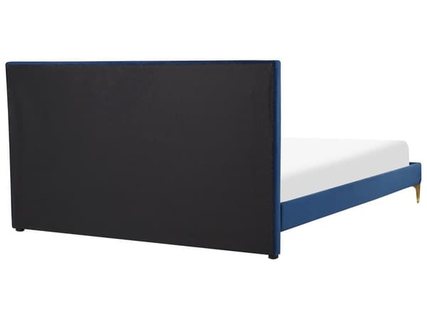Sengeramme Marineblå Fløyel 160 x 200 cm Gullben Sengegavl Glamorøs Dobbeltseng Soverom