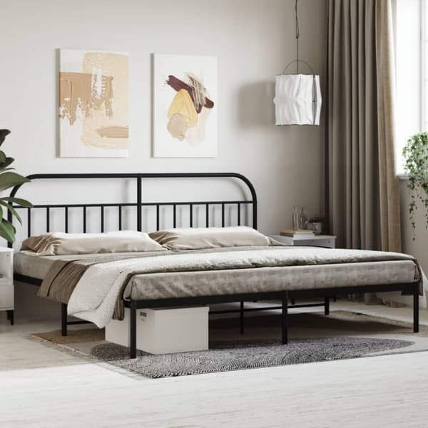 vidaXL sengeramme med sengegavl 200x200 cm metal sort