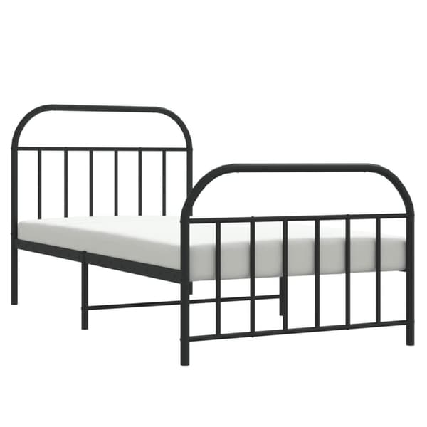vidaXL sengeramme med sengegavl og fodgærde 100x200 cm metal sort