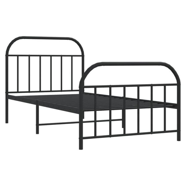 vidaXL sengeramme med sengegavl og fodgærde 100x200 cm metal sort