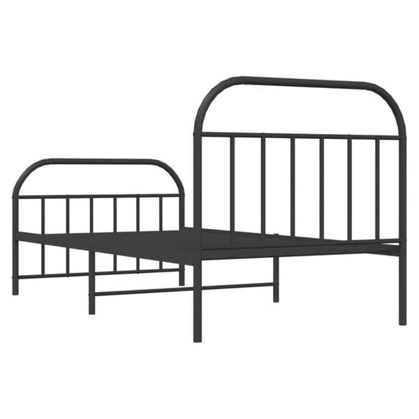 vidaXL sengeramme med sengegavl og fodgærde 100x200 cm metal sort