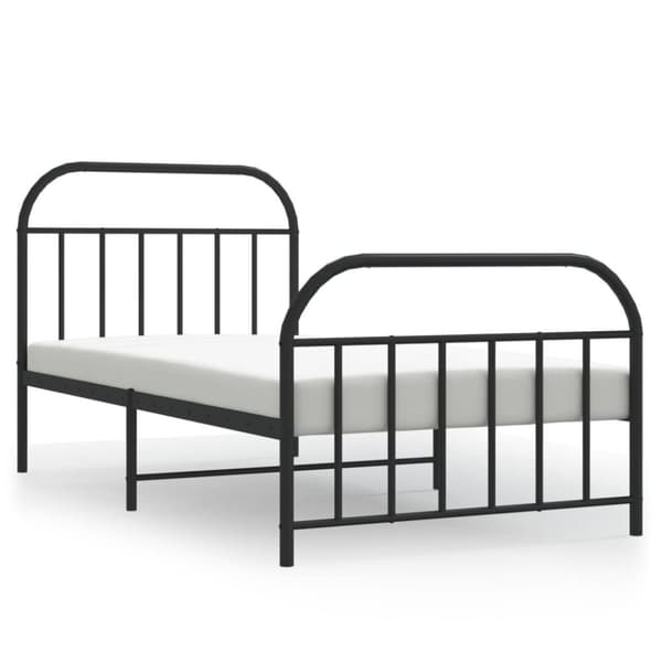 vidaXL sengeramme med sengegavl og fodgærde 100x200 cm metal sort