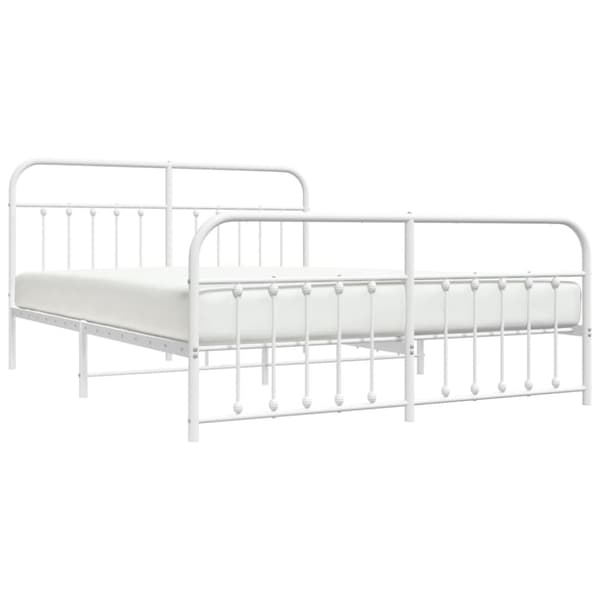 vidaXL sengeramme med sengegavl og fodgærde 160x200 cm metal hvid