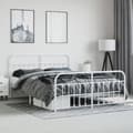 Miniatyrbillede 4 af 10: vidaXL sengeramme med sengegavl og fodgærde 160x200 cm metal hvid