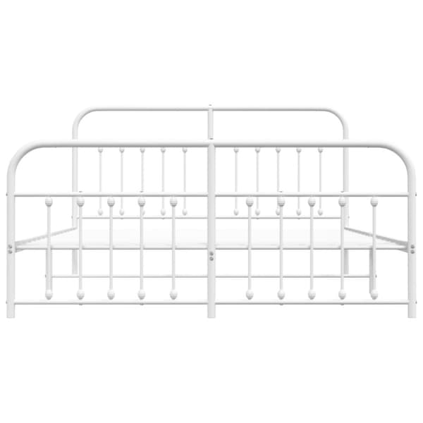 vidaXL sengeramme med sengegavl og fodgærde 160x200 cm metal hvid