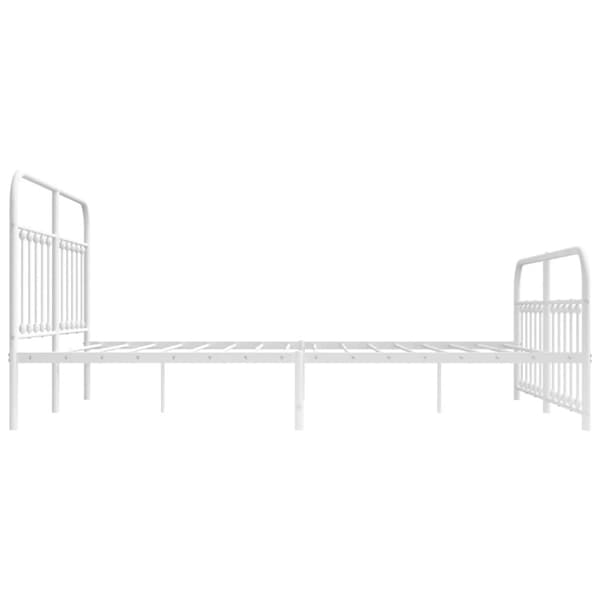 vidaXL sengeramme med sengegavl og fodgærde 160x200 cm metal hvid