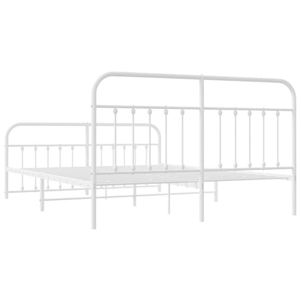vidaXL sengeramme med sengegavl og fodgærde 160x200 cm metal hvid