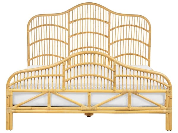 Seng Lyst Rattan 160 x 200 cm Moderne Dobbeltseng Boho Træseng Sengegavl To Mands Seng Lav Sengeramme Minimalistisk Design