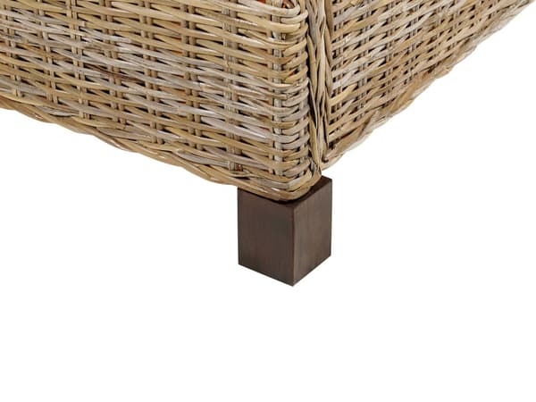 Seng Lyst Rattan 140 x 200 cm Moderne Trekvart Seng Flet Boho Træseng Sengegavl Halvandenmandsseng Lav Sengeramme Minimalistisk Design