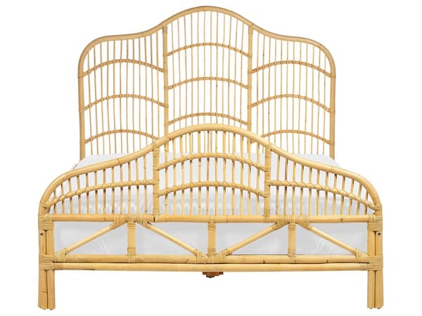Seng Lyst Rattan 140 x 200 cm Moderne Trekvart Seng Boho Træseng Sengegavl Halvandenmandsseng Lav Sengeramme Minimalistisk Design
