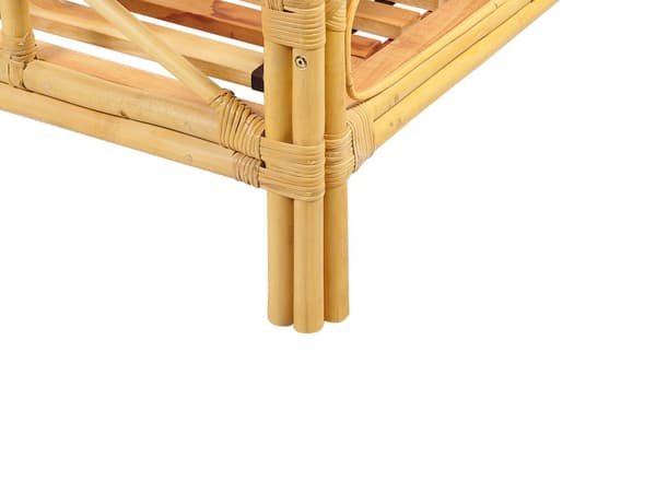 Seng Lyst Rattan 140 x 200 cm Moderne Trekvart Seng Boho Træseng Sengegavl Halvandenmandsseng Lav Sengeramme Minimalistisk Design