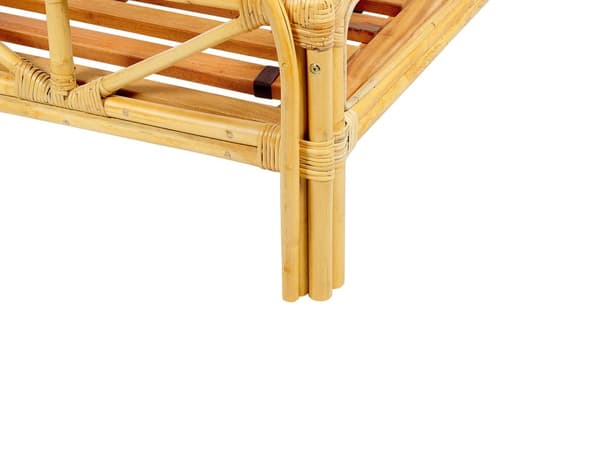Seng Lyst Rattan 160 x 200 cm Moderne Dobbeltseng Boho Flet Træseng Sengegavl To Mands Seng Lav Sengeramme Minimalistisk Design