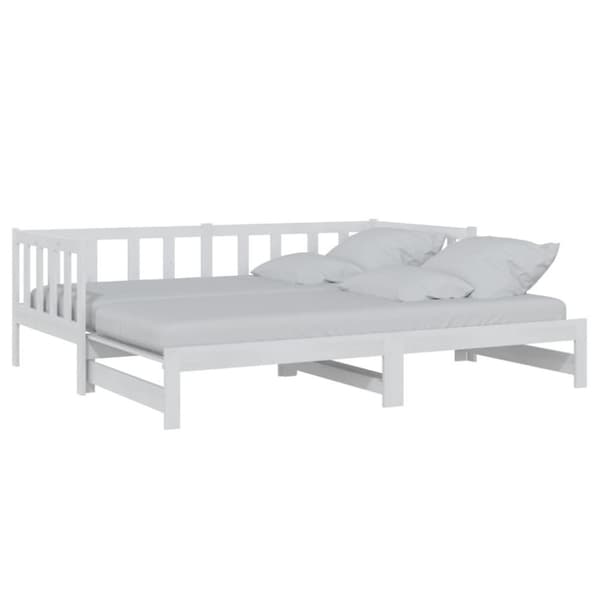 vidaXL Utdragbar dagbädd vit 2x(90x200) cm massiv furu