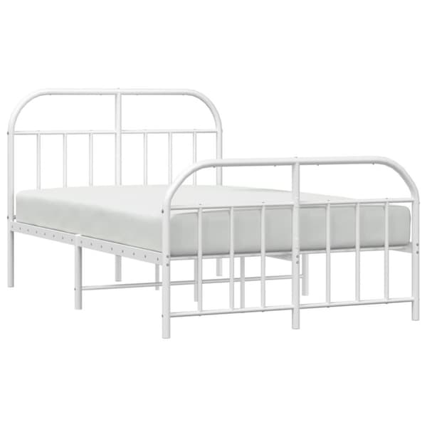 vidaXL Sengeramme i metall med hode- og fotgavl hvit 120x200 cm