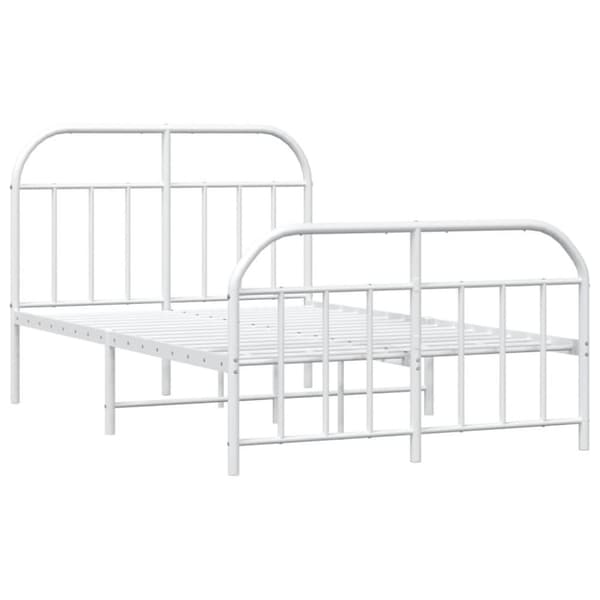 vidaXL Sengeramme i metall med hode- og fotgavl hvit 120x200 cm