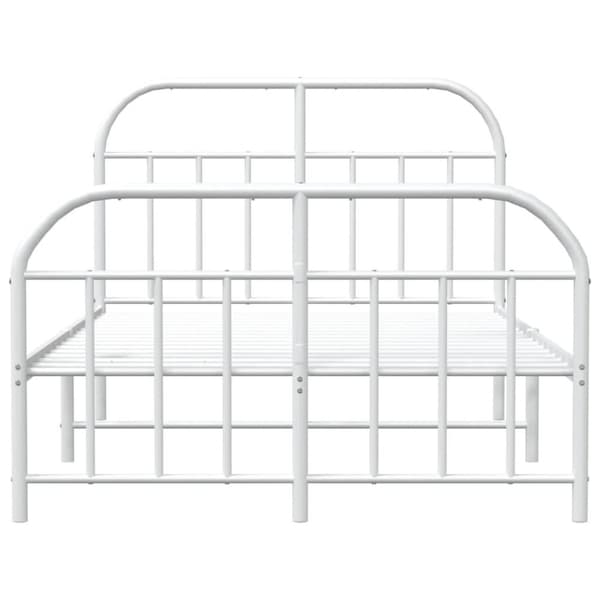 vidaXL Sengeramme i metall med hode- og fotgavl hvit 120x200 cm