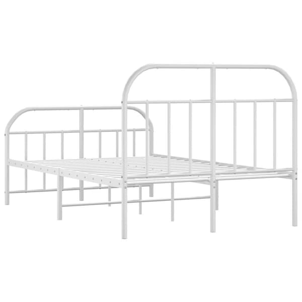 vidaXL Sengeramme i metall med hode- og fotgavl hvit 120x200 cm
