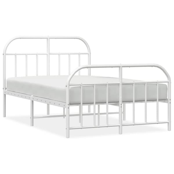 vidaXL Sengeramme i metall med hode- og fotgavl hvit 120x200 cm