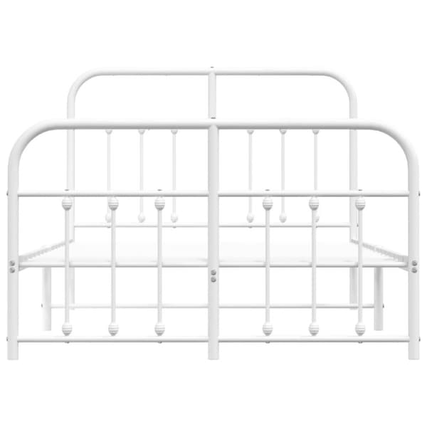 vidaXL sengeramme med sengegavl og fodgærde 120x200 cm metal hvid