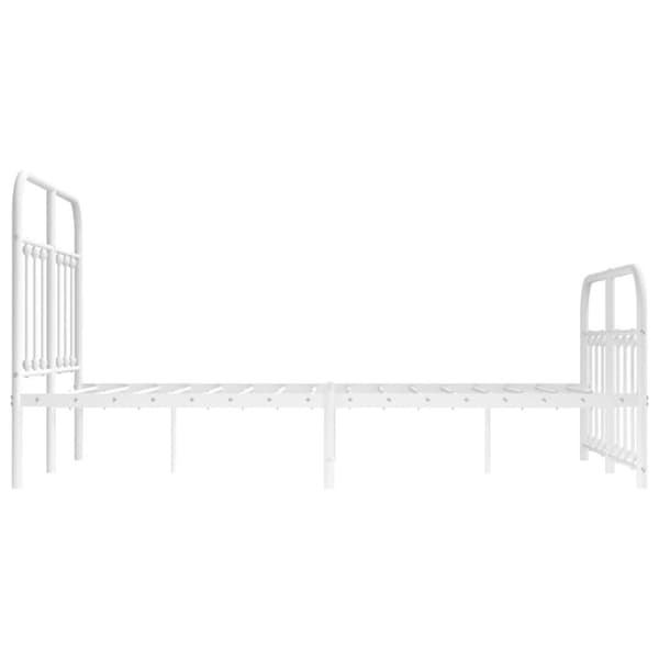 vidaXL sengeramme med sengegavl og fodgærde 120x200 cm metal hvid