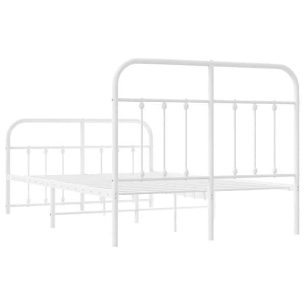vidaXL sengeramme med sengegavl og fodgærde 120x200 cm metal hvid
