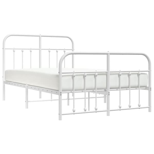 vidaXL sengeramme med sengegavl og fodgærde 120x200 cm metal hvid