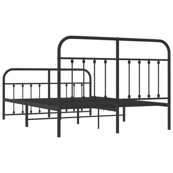 vidaXL sengeramme med sengegavl og fodgærde 140x190 cm metal sort