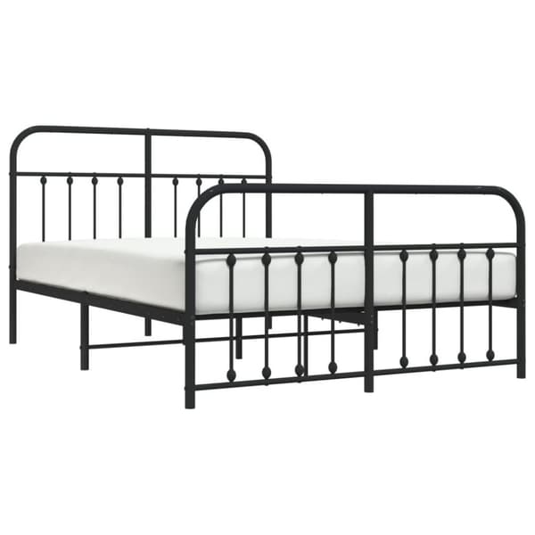 vidaXL sengeramme med sengegavl og fodgærde 140x190 cm metal sort