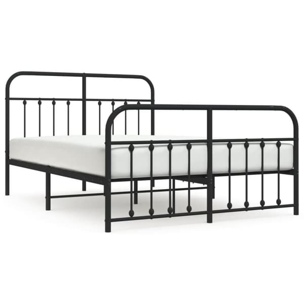 vidaXL sengeramme med sengegavl og fodgærde 140x190 cm metal sort