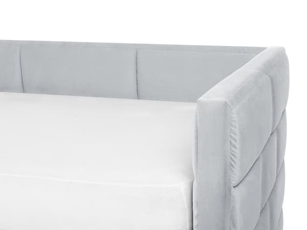 Sohvasänky vaaleanharmaa 90 x 200 cm samettiverhoilu puu ulosvedettävä varavuode sälepohja glamour
