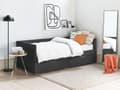 Miniatyrbillede 4 af 11: Seng med Skuffer Sort Stof 90 x 200 cm Børneseng med Opbevaring Enkeltseng Design Sengeramme Enkeltmands Seng