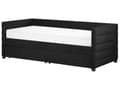 Miniatyrbillede 5 af 11: Seng med Skuffer Sort Stof 90 x 200 cm Børneseng med Opbevaring Enkeltseng Design Sengeramme Enkeltmands Seng