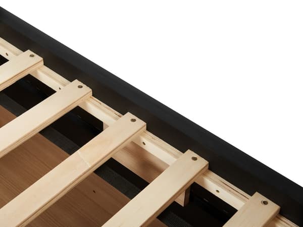 Seng med Skuffer Sort Stof 90 x 200 cm Børneseng med Opbevaring Enkeltseng Design Sengeramme Enkeltmands Seng