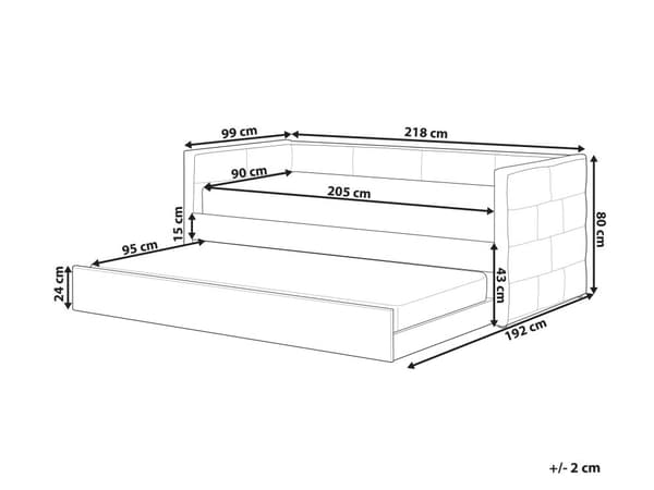 Udtræksseng Mintgrøn Stof 90 x 200 cm Børneseng Trille Enkeltseng Design Sengeramme Enkeltmands Seng med Udtræk til Dobbeltseng