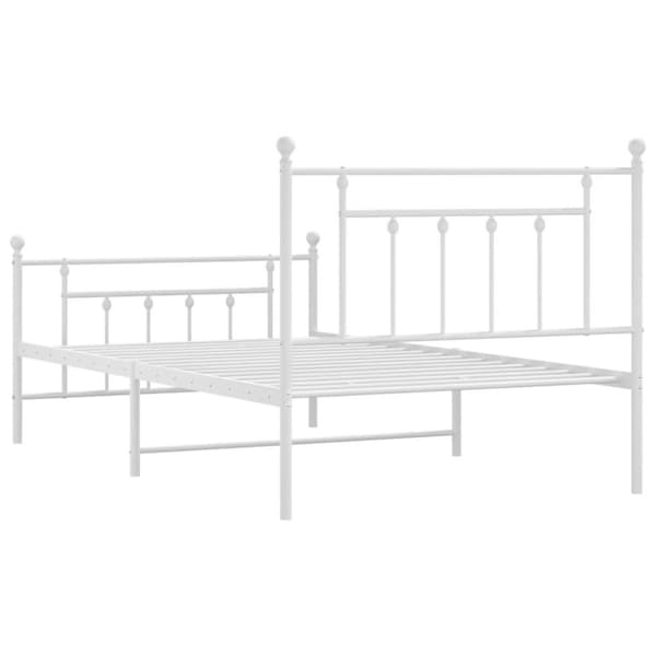 vidaXL sengeramme med sengegavl og fodgærde 100x200 cm metal hvid