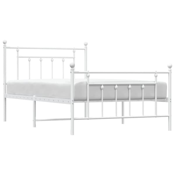 vidaXL Sengeramme i metall med hode- og fotgavl hvit 107x203 cm