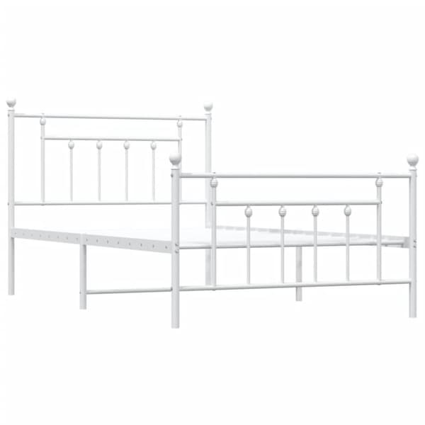 vidaXL Sengeramme i metall med hode- og fotgavl hvit 107x203 cm